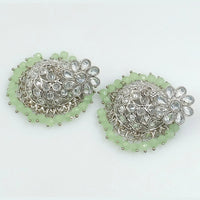 FS Collection Silver Plated Crystal Stone Jhumki Earrings