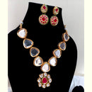 FS Collection Gold Plated Kundan Necklace Set