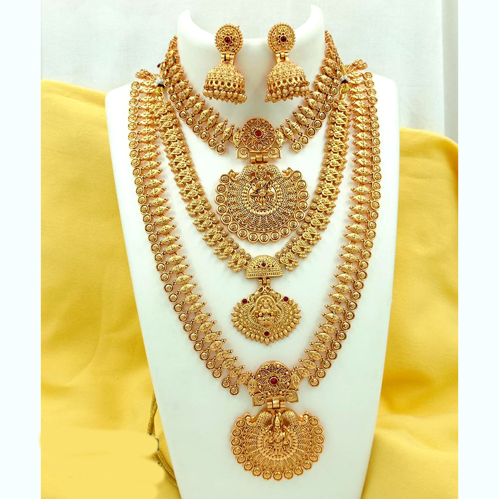 FS Collection Gold Plated Temple Combo Necklace Set