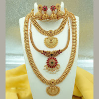 FS Collection Gold Plated Temple Combo Necklace Set
