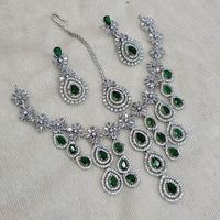 FS Collection Silver Plated AD Necklace Set