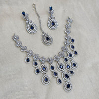FS Collection Silver Plated AD Necklace Set