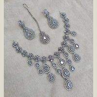 FS Collection Silver Plated AD Necklace Set