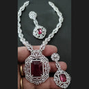FS Collection Silver Plated AD Necklace Set