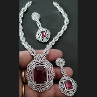 FS Collection Silver Plated AD Necklace Set