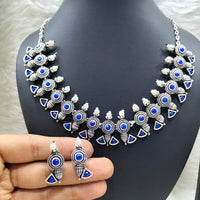 FS Collection Silver Plated Pota Stone Necklace Set