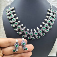 FS Collection Silver Plated Pota Stone Necklace Set