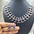 FS Collection Silver Plated Pota Stone Necklace Set