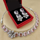 FS Collection Silver Plated AD Choker Necklace Set