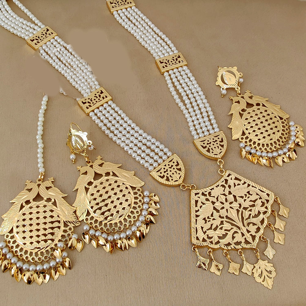 FS Collection Gold Plated Long Necklace Set
