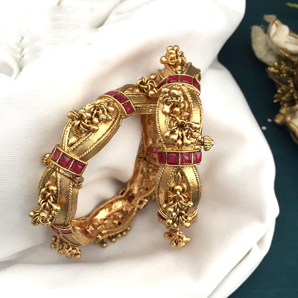 FS Collection Gold Plated Openable Bangles Set