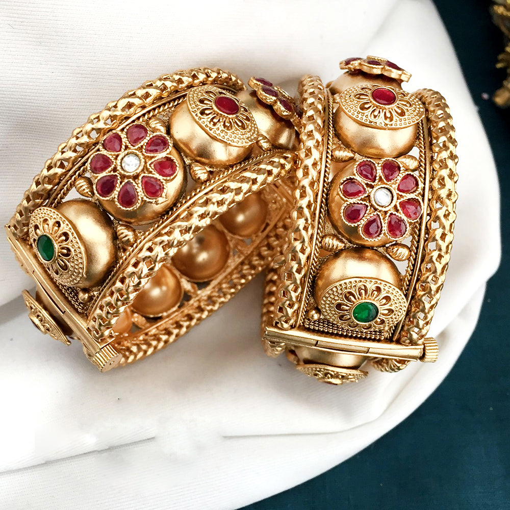 FS Collection Gold Plated Openable Bangles Set