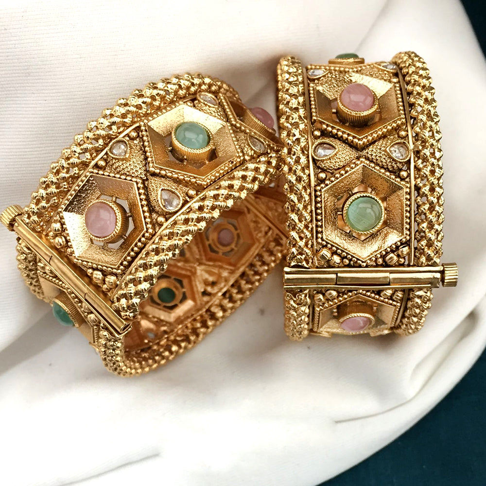 FS Collection Gold Plated Openable Bangles Set