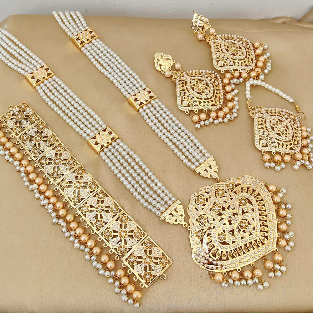 FS Collection Gold Plated Long Necklace Set