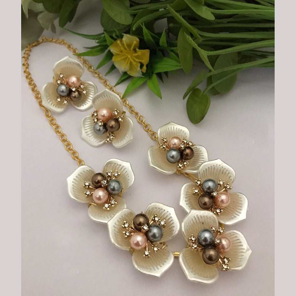 FS Collection Gold Plated Pearl Necklace Set