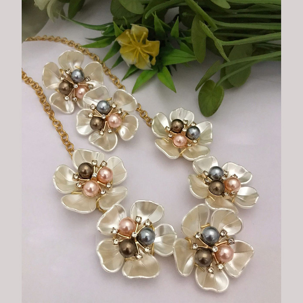 FS Collection Gold Plated Pearl Necklace Set