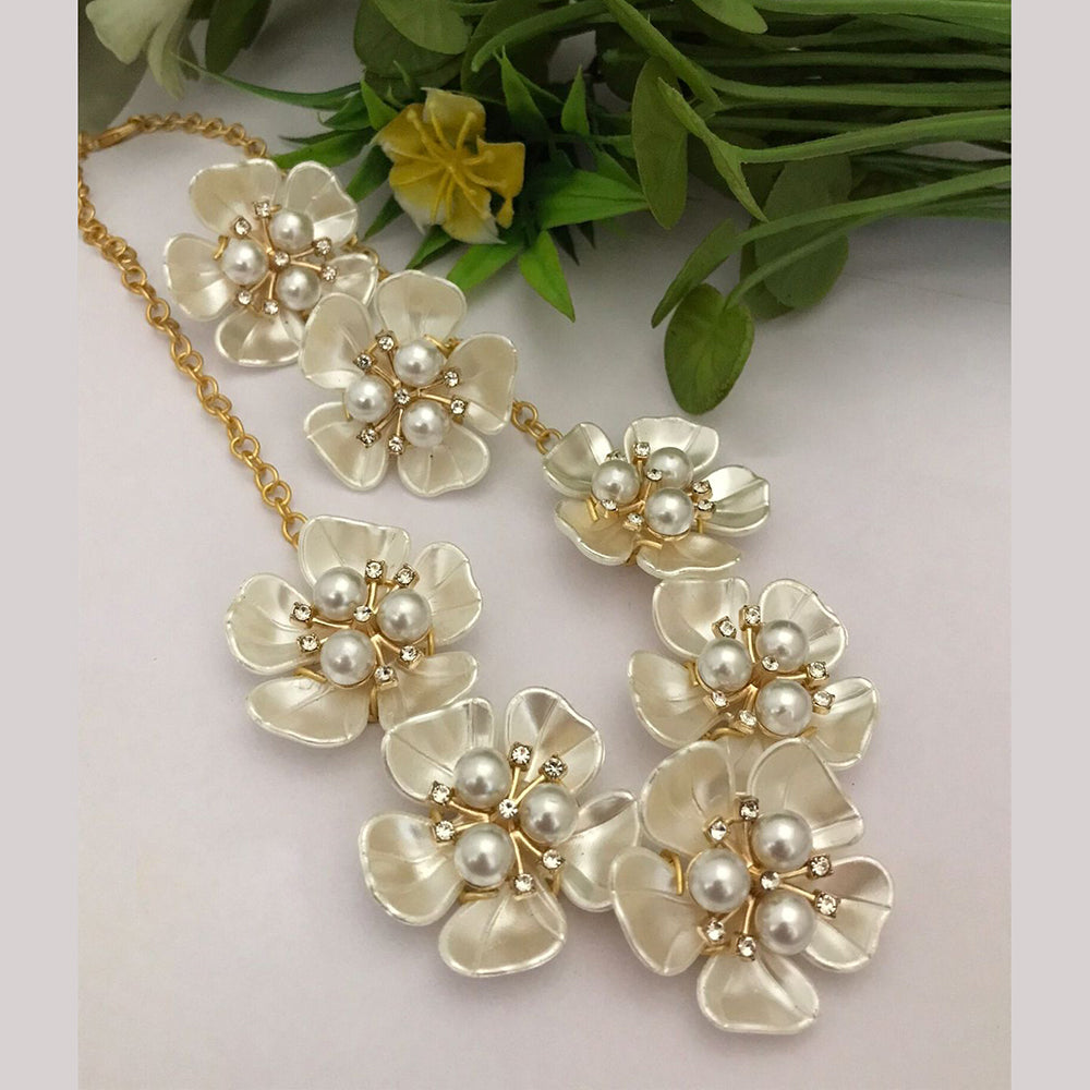 FS Collection Gold Plated Pearl Necklace Set