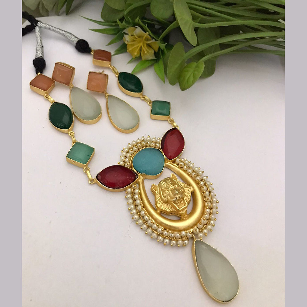 FS Collection Gold Plated Crystal Stone Necklace Set