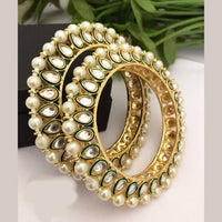 FS Collection Gold Plated Kundan Bangles Set