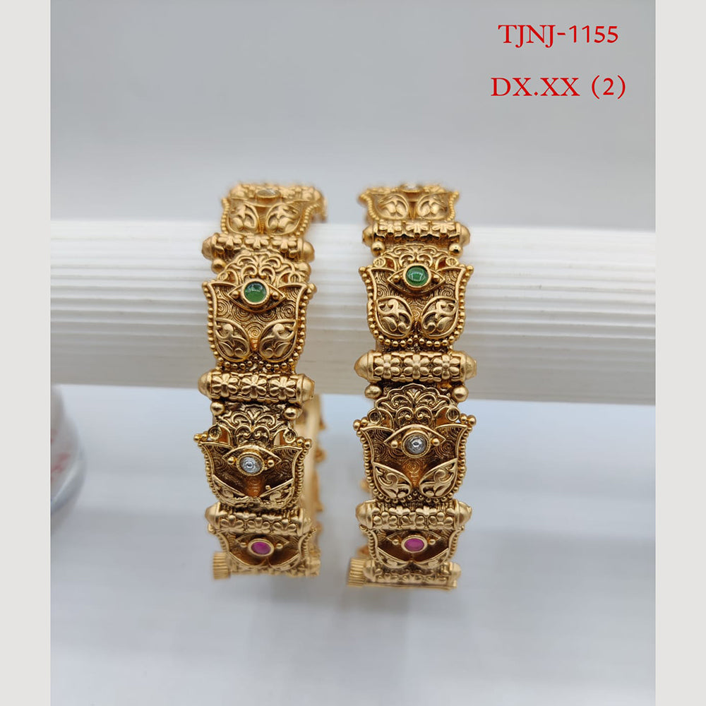 Choice Gold Plated Pota Stone Bangles Set