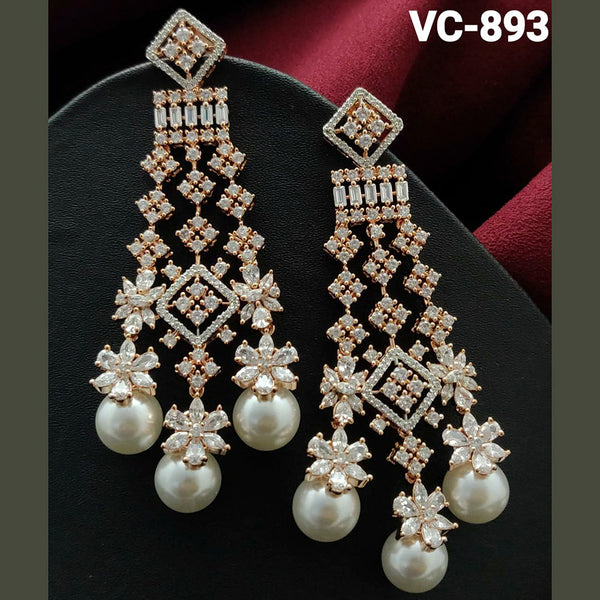 Vivah Creations Gold Plated AD Stone dangler Earrings