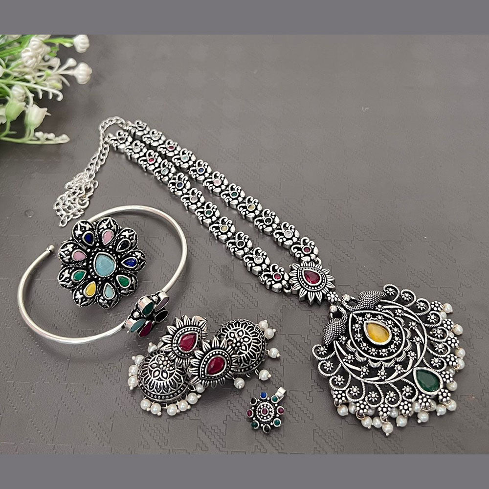 Akruti Collection Oxidised Plated Combo Set