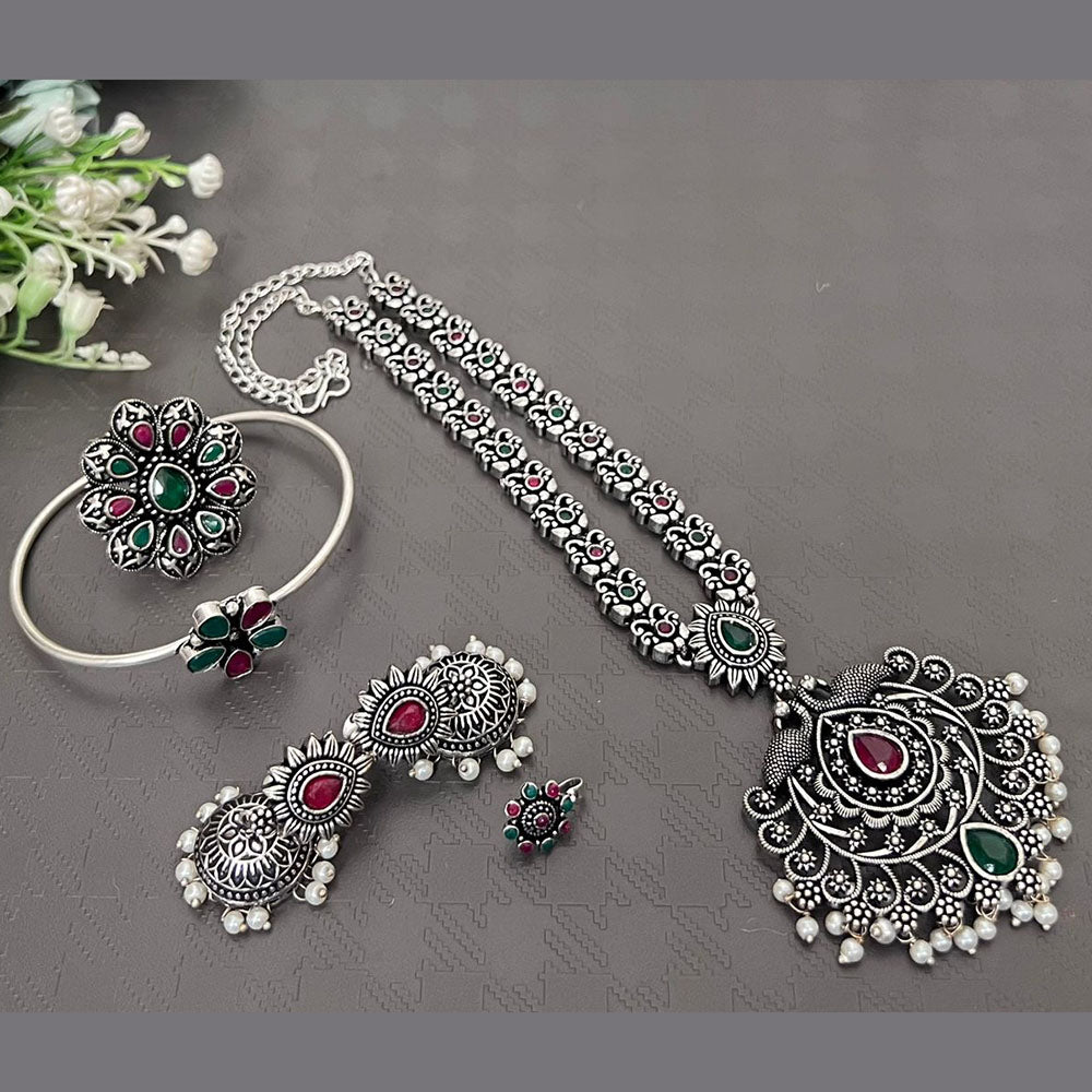 Akruti Collection Oxidised Plated Combo Set