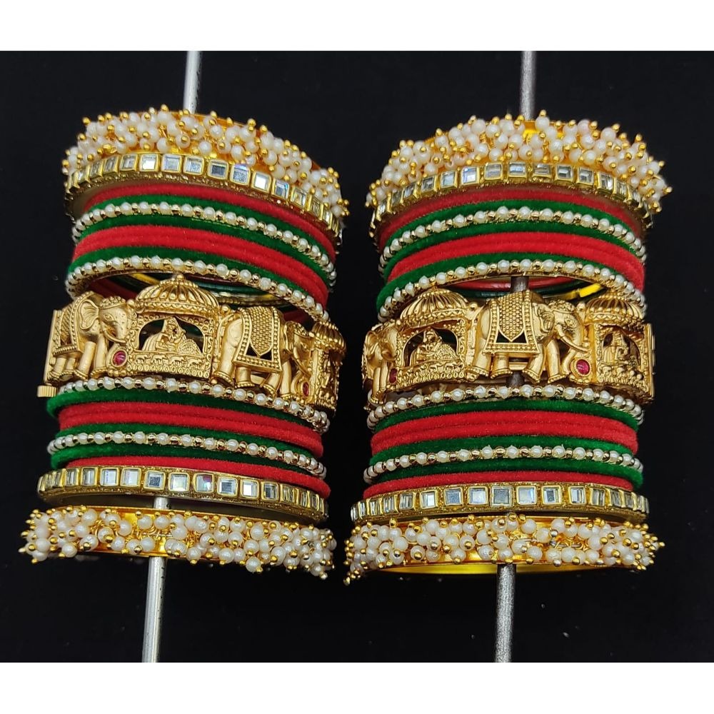 Akruti Collection Gold Plated Copper Temple  Bangles Set