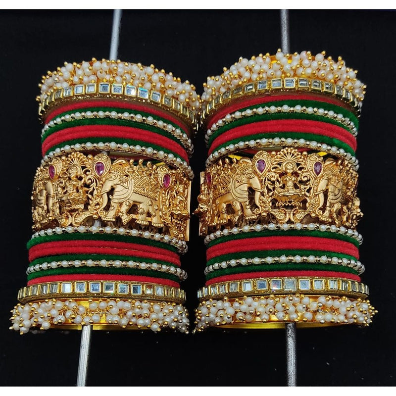 Akruti Collection Gold Plated Copper Temple  Bangles Set