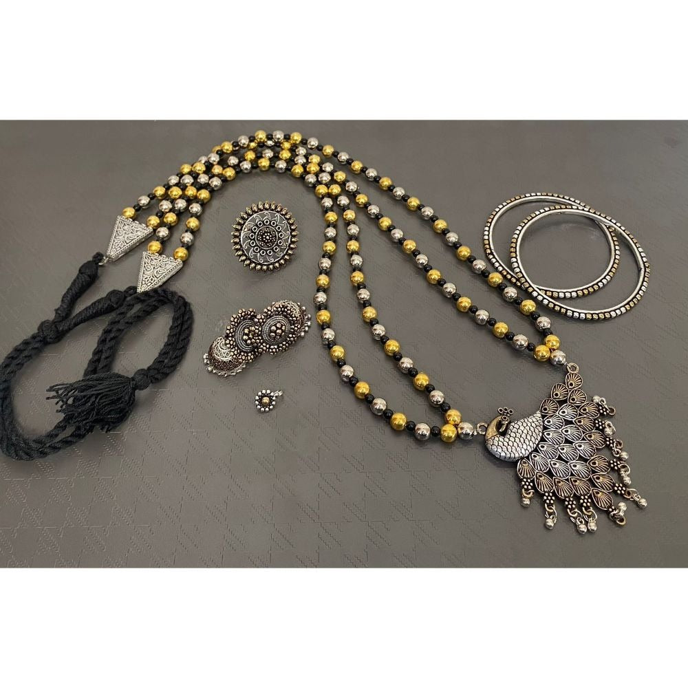 Akruti Collection Oxidised Combo Set