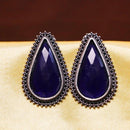 Akruti Collection Oxidised Plated Crystal Stone Studs Earrings