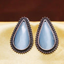 Akruti Collection Oxidised Plated Crystal Stone Studs Earrings