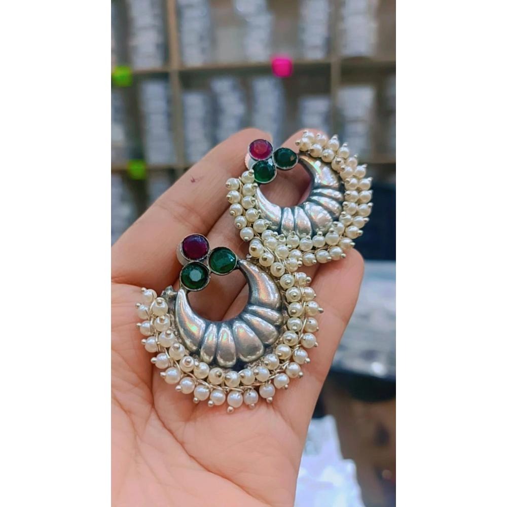 Akruti Collection Oxidised Plated Crystal Stone Dangler Earrings