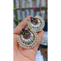 Akruti Collection Oxidised Plated Crystal Stone Dangler Earrings