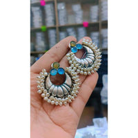 Akruti Collection Oxidised Plated Crystal Stone Dangler Earrings