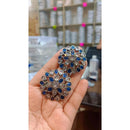 Akruti Collection Oxidised Plated Crystal Stone Studs Earrings