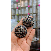 Akruti Collection Oxidised Plated Crystal Stone Studs Earrings