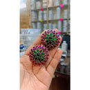 Akruti Collection Oxidised Plated Crystal Stone Studs Earrings