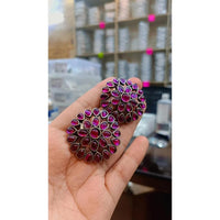 Akruti Collection Oxidised Plated Crystal Stone Studs Earrings