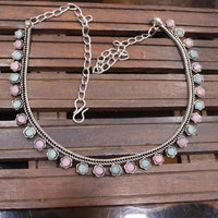 Akruti Collection Oxidised Plated Pota Stone Necklace