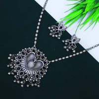 Akruti Collection Oxidised Plated Long Necklace Set