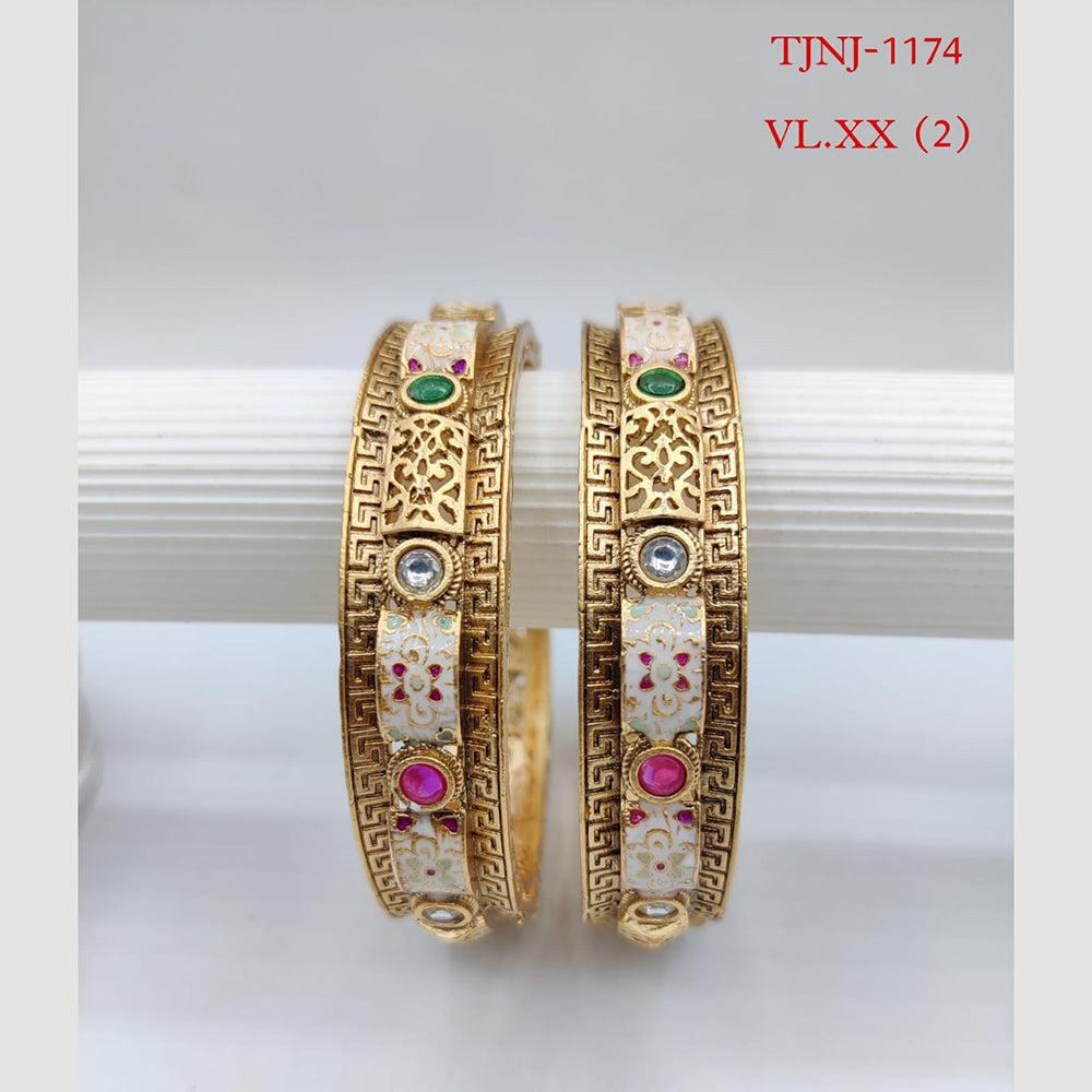 Choice Gold Plated Pota Stone Bangles Set
