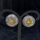 Infinity Jewels Oxidised Plated Pota Stone Stud Earrings