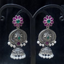 Infinity Jewels Oxidised Plated Pota Stone Jhumki Earrings
