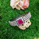 Sunflower Fashion Jewellery Black Oxidised Plated  AD Stone Openable Kada