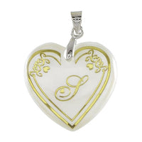 Regina Alphabet S" Heart Shaped Shell Pendant