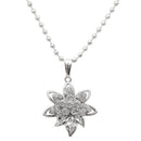Regina Floral Shape White Austrian Stone Chain Pendant