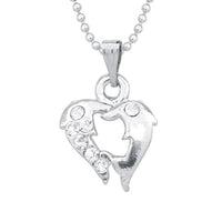 Regina Austrian Stone Silver Plated Heart Chain Pendant