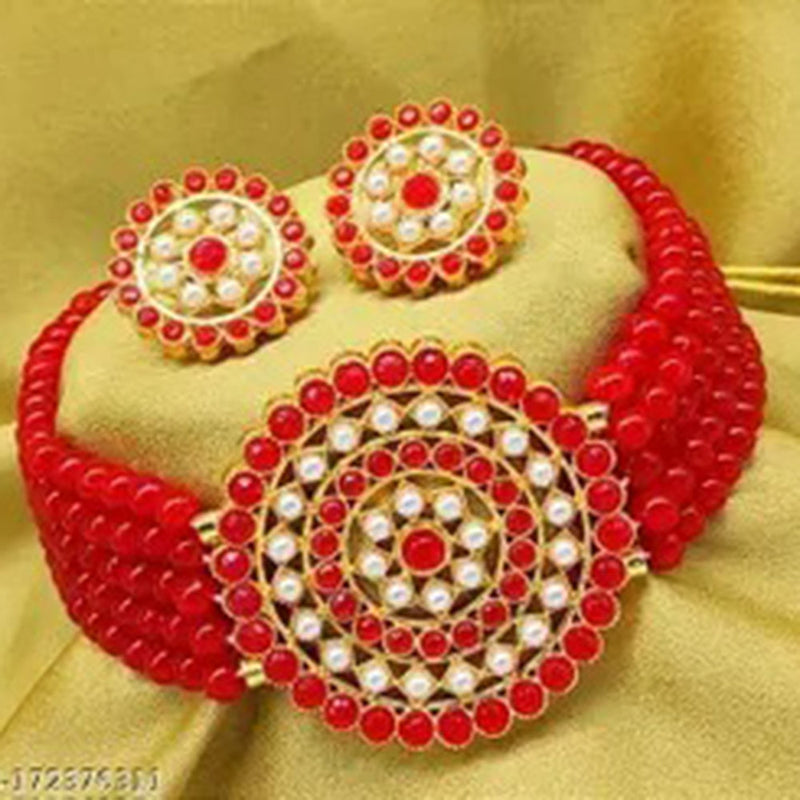 Shree Jai Sai Art Choker Gold Plated Beads Necklace Set