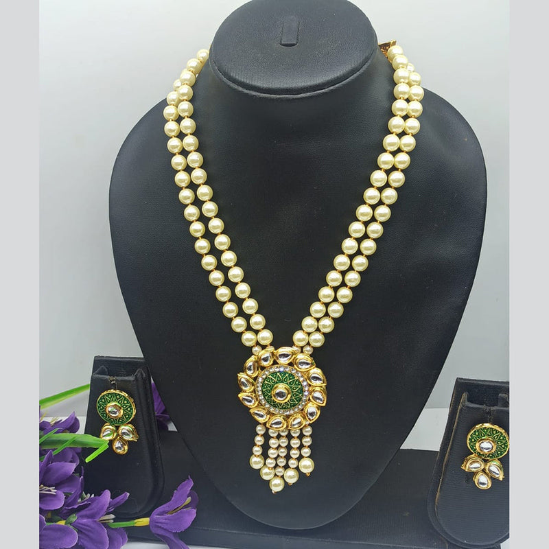 Shree Jai Sai Art Gold Plated Beads Long Necklace Set